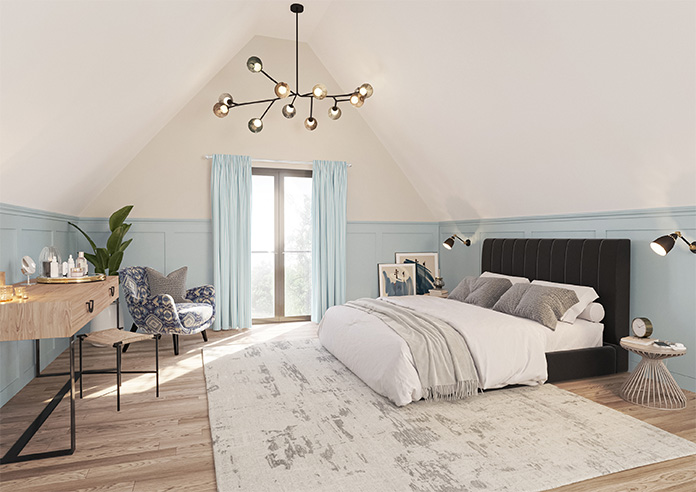 Lace Stripes, Electric Blue - Made to Measure Curtains - Image 8